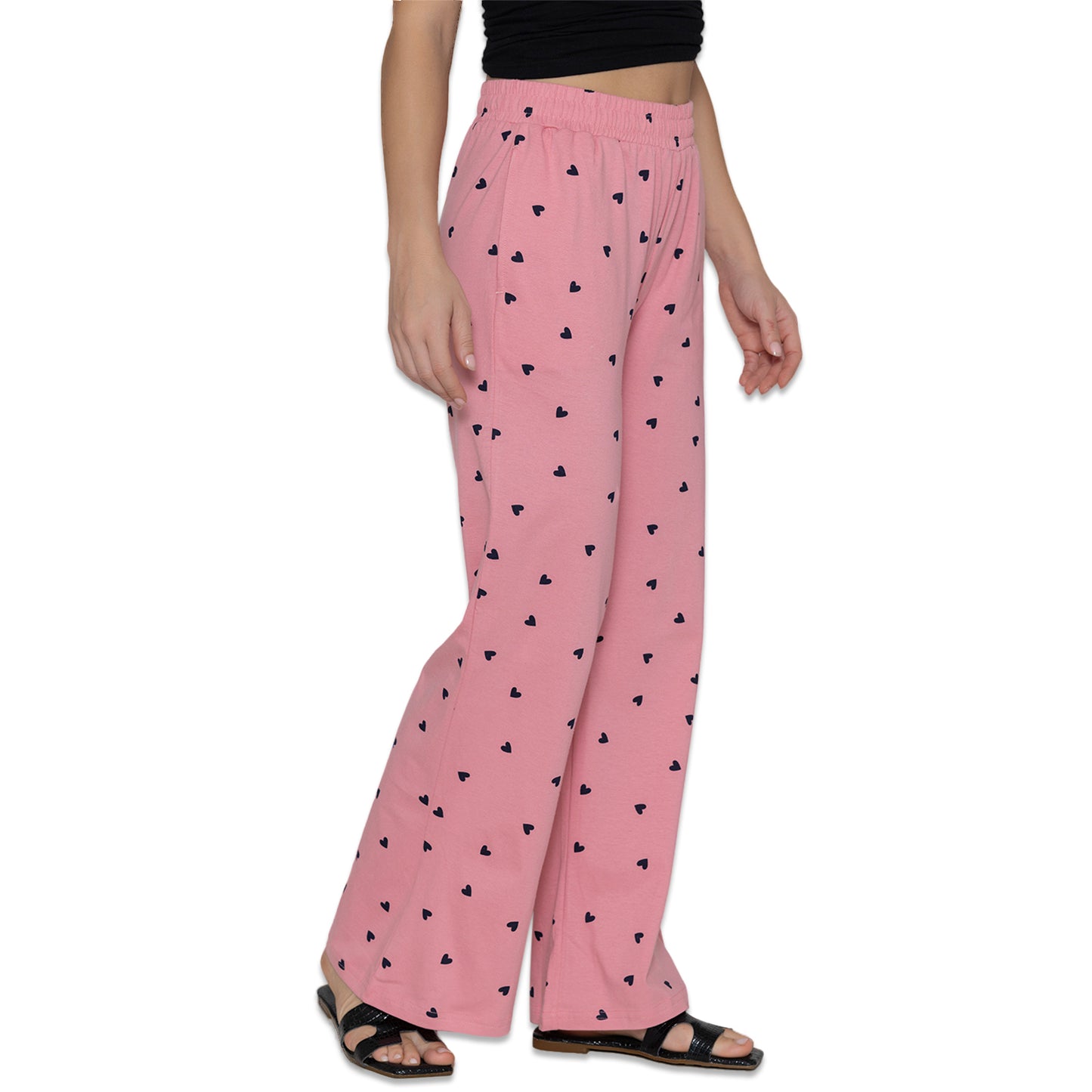 Women Printed Flared Pants - Pink