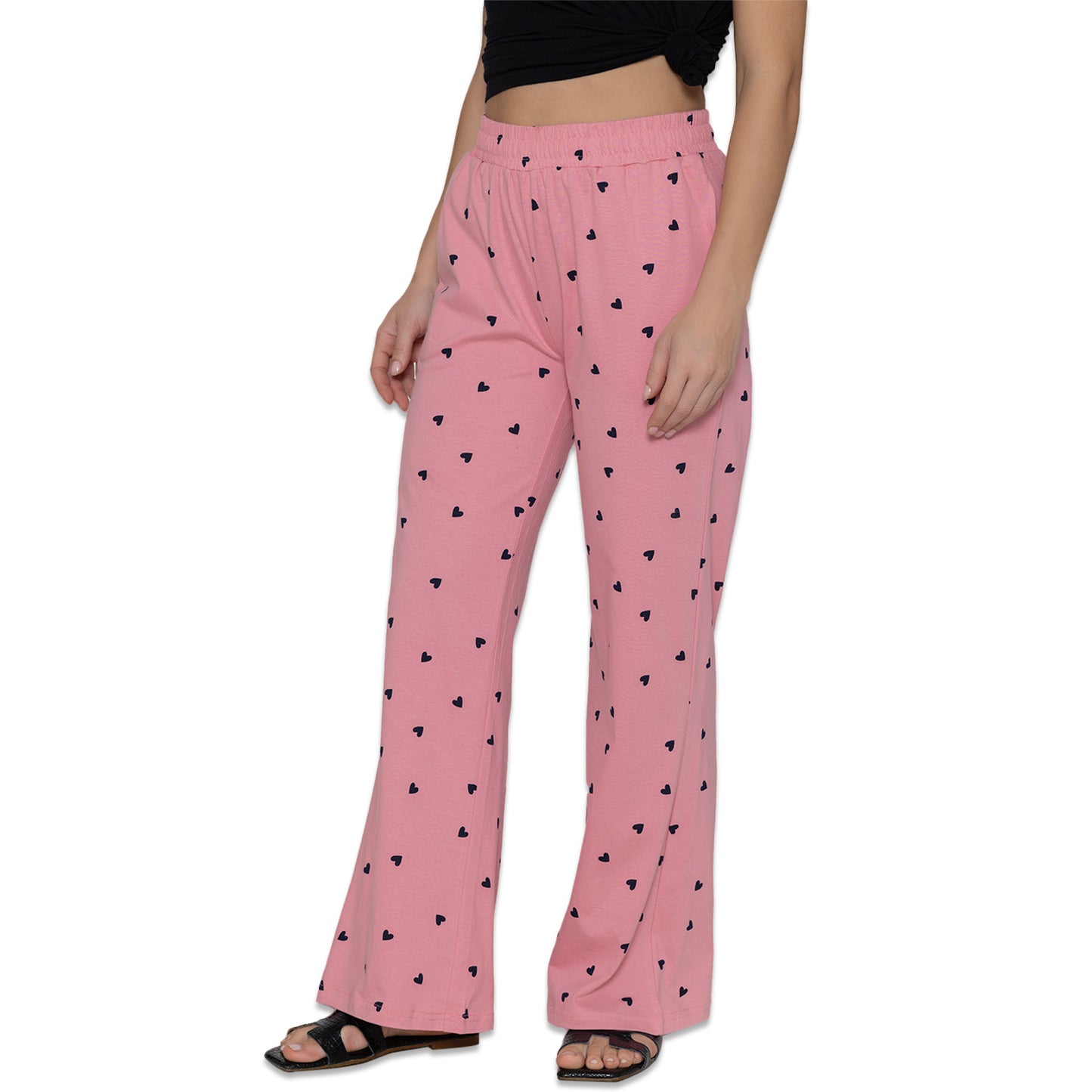 Women Printed Flared Pants - Pink