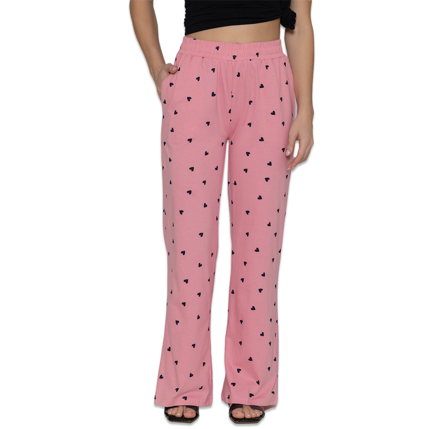 Women Printed Flared Pants - Pink