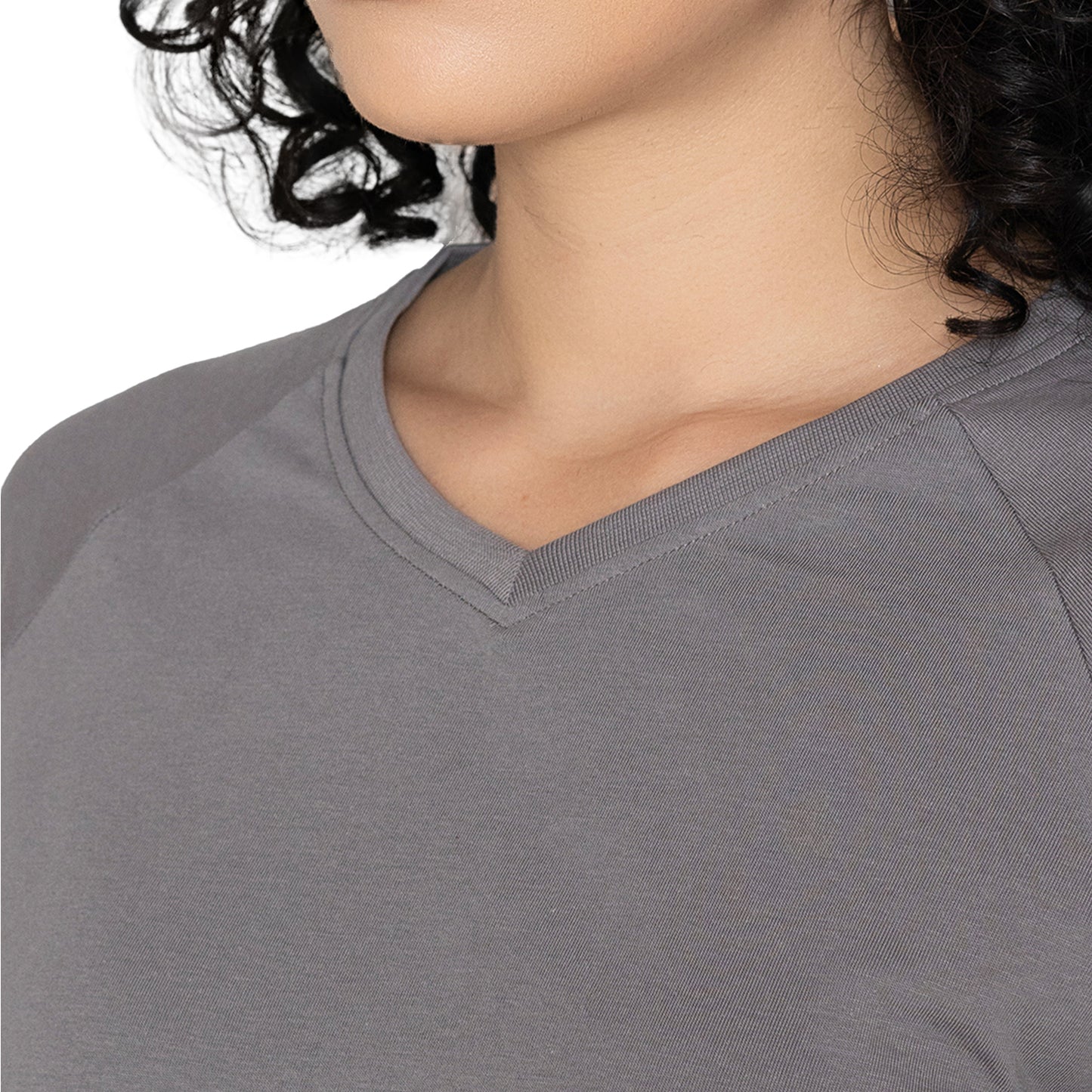 Women's V-Neck Lounge Wear T-Shirt - Grey