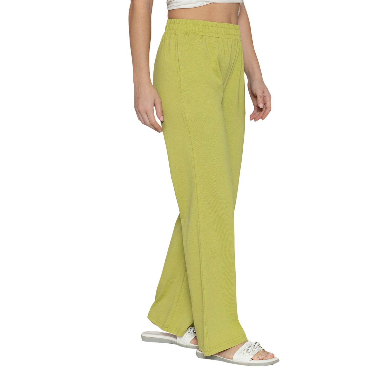 Women Flared Pants - Green Banana