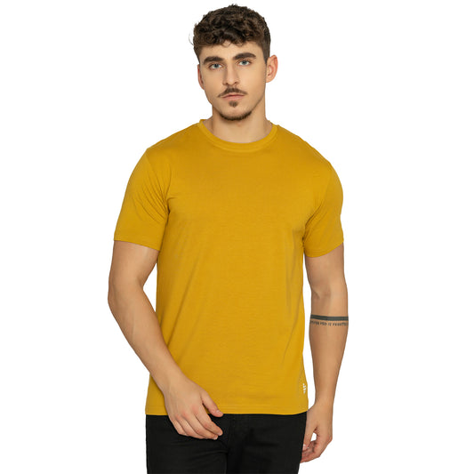 Golden Men's Round Neck Solid T-Shirt