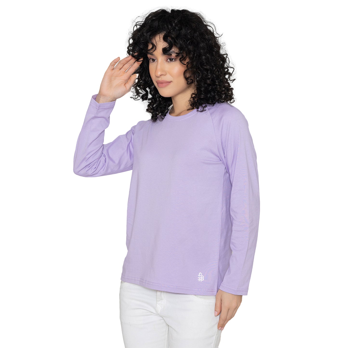 Women Round Neck Lounge Wear Printed Tee- Comfort Fit - Pastel lilac