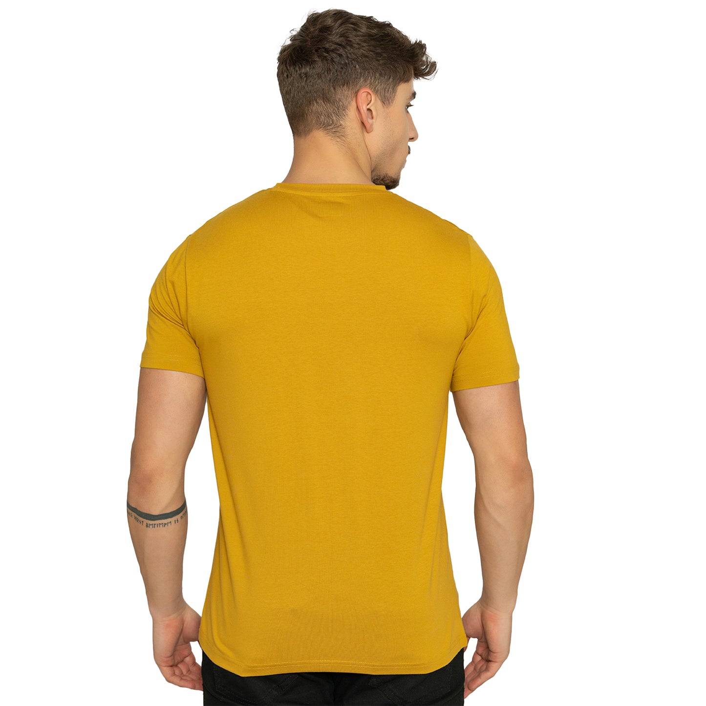 Golden Men's Round Neck Solid T-Shirt
