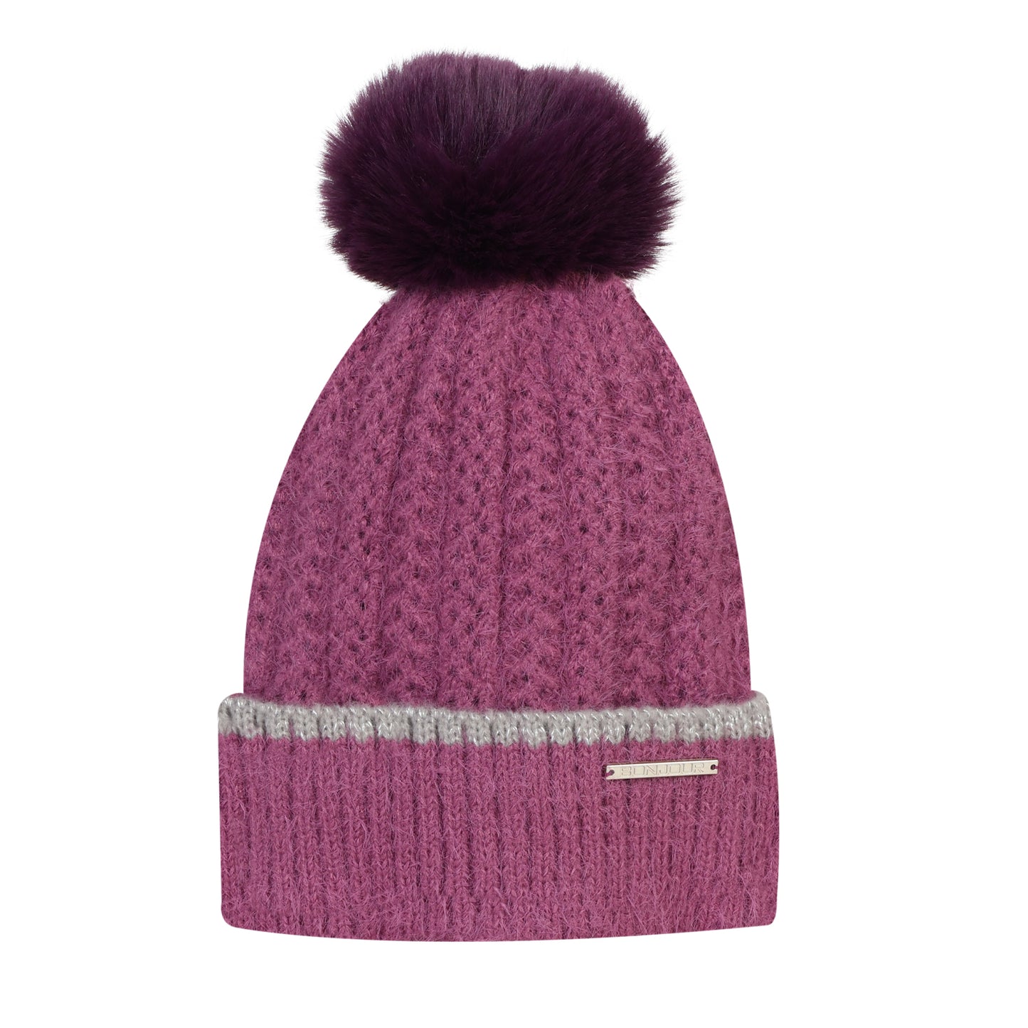 Women & Girls Pom-Pom Knitted Beanie Cap (Mouve)
