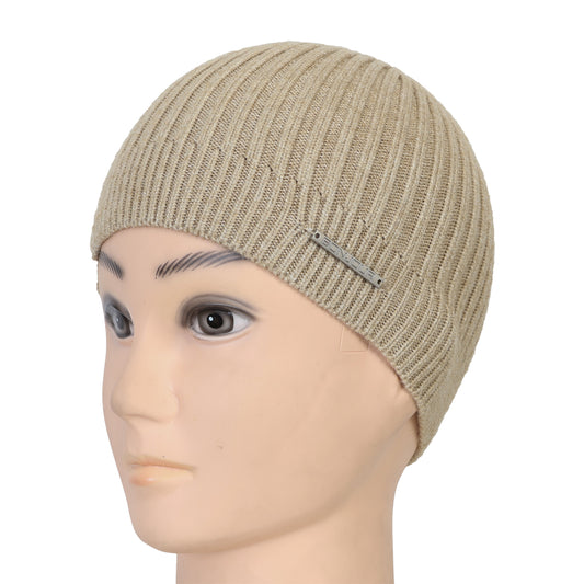 Unisex Woolen Winter Beanie Cap (Beige)