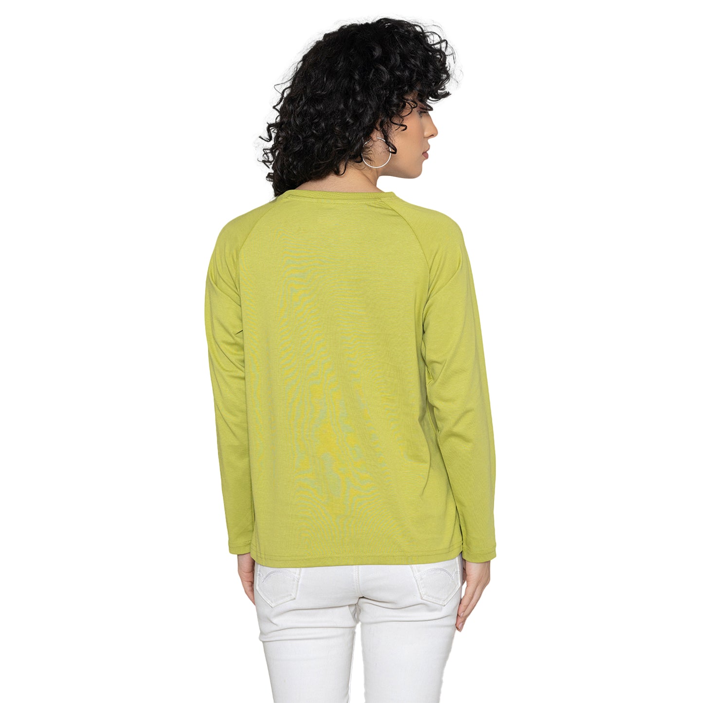Women V Neck Lounge Wear Tee- Comfort Fit - Green