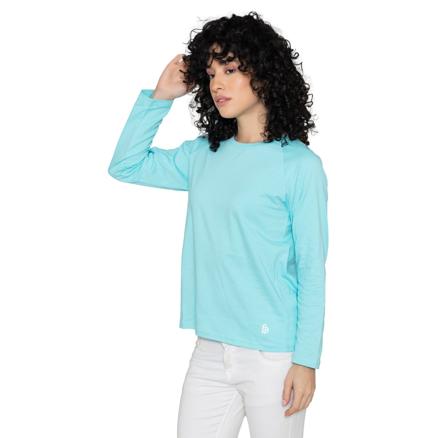 Women Round Neck Lounge Wear Printed Tee- Comfort Fit - Aruba blue