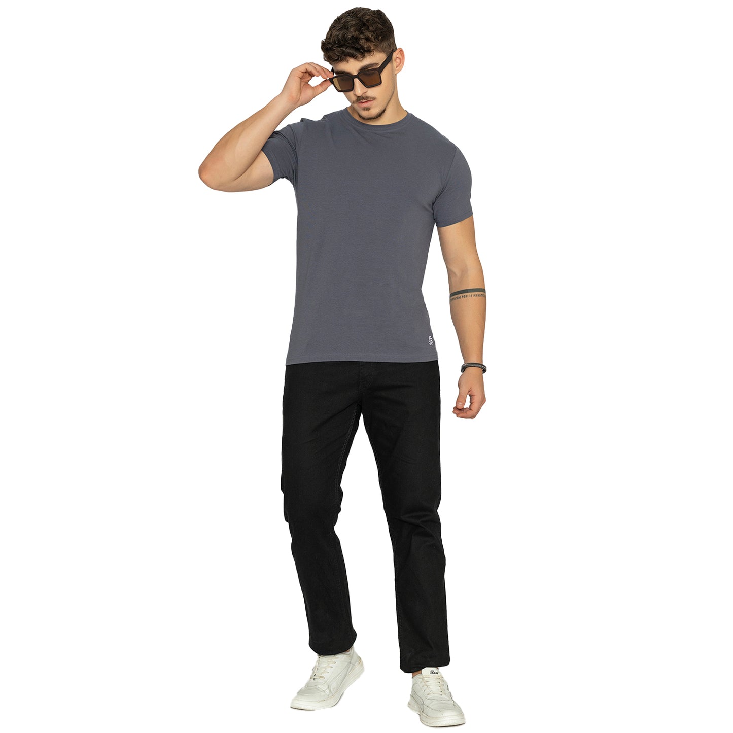Wild Dove Men's Round Neck Solid T-Shirt