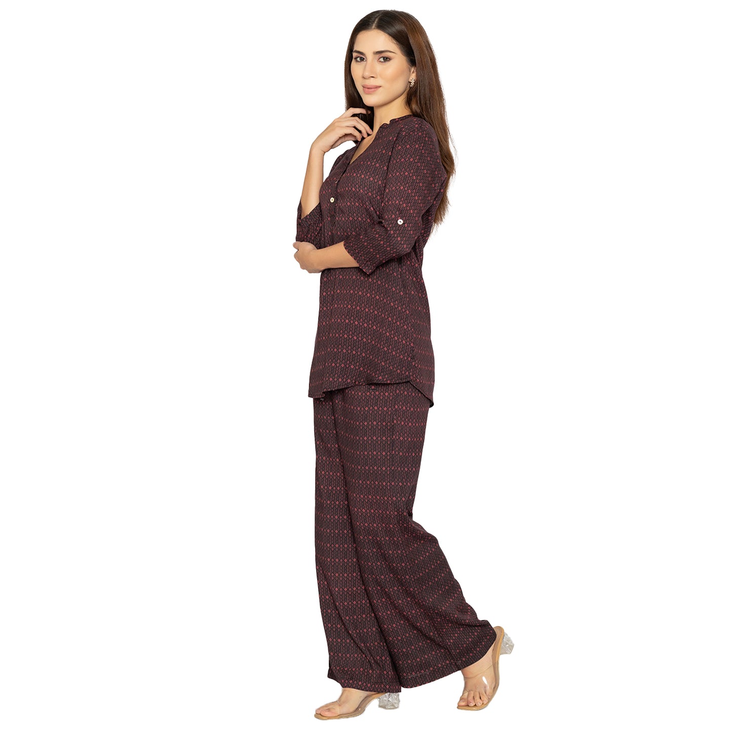Maroon Printed Palazzo – Daily Ethnic Wear