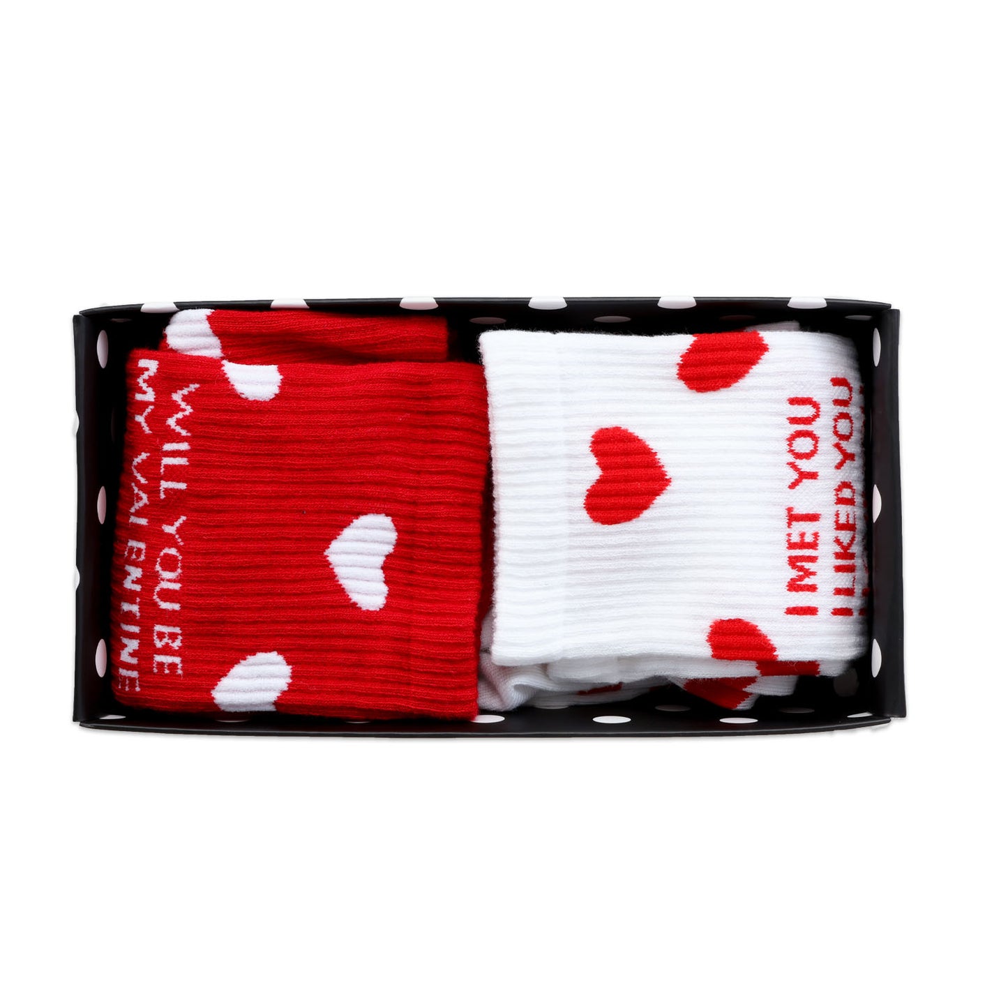 Couple Crew Length Socks Red & White