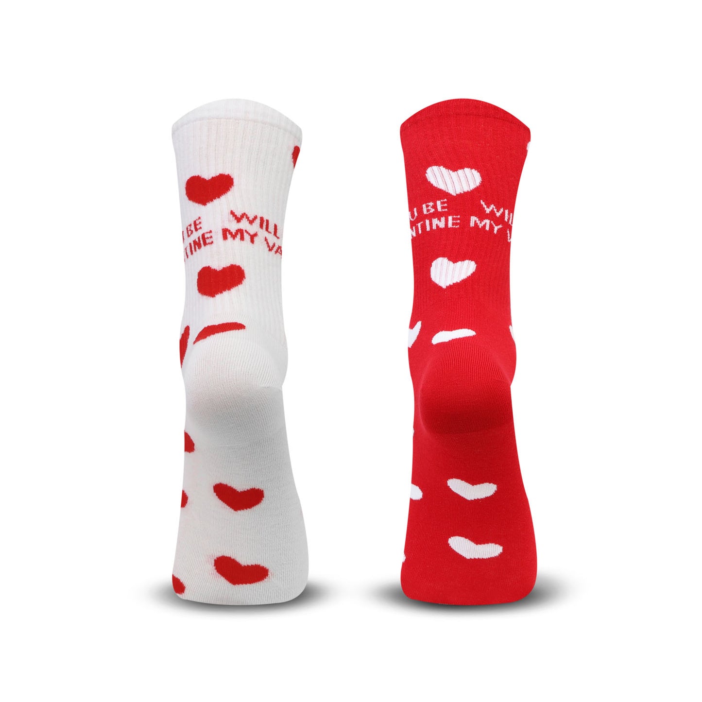 Couple Crew Length Socks Red & White
