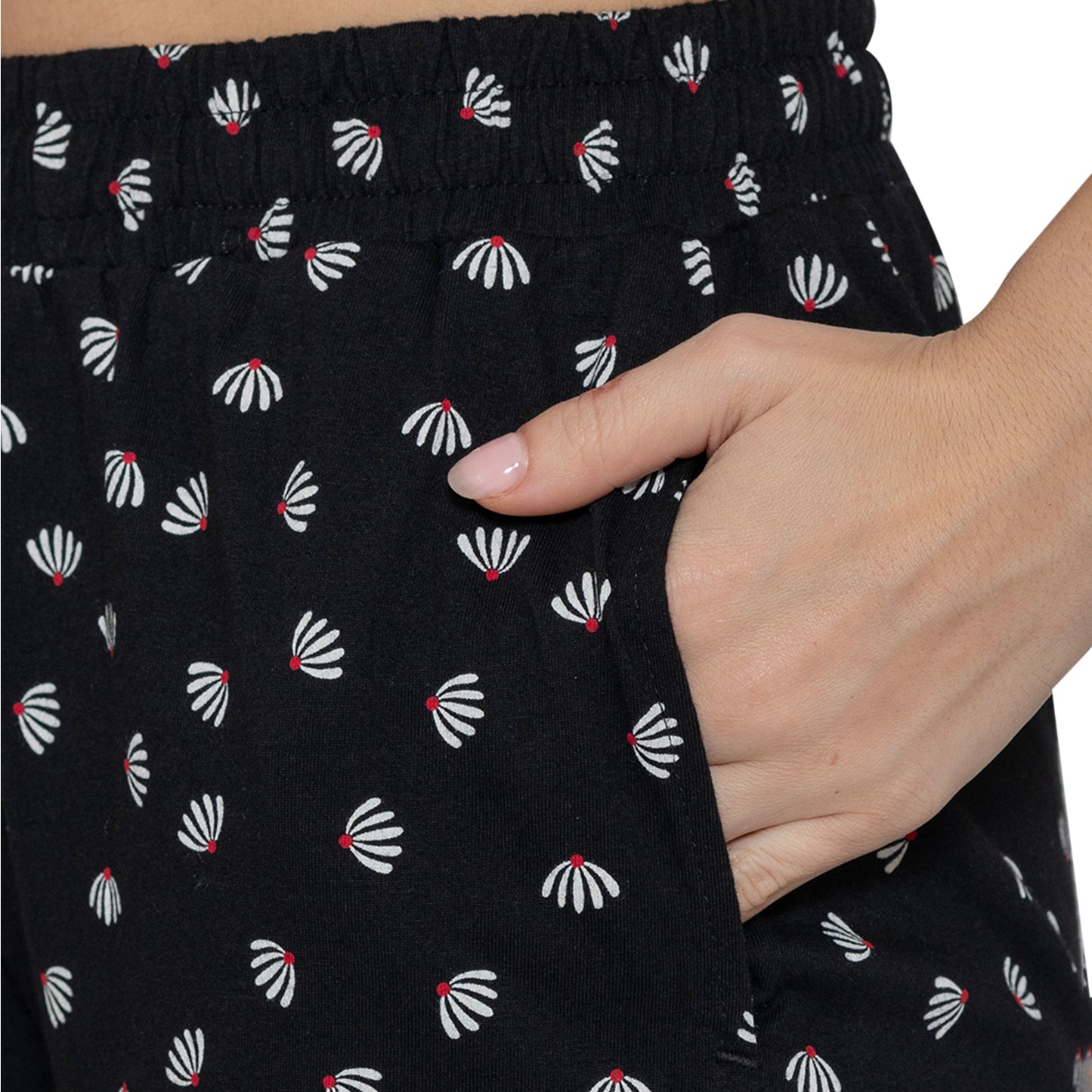 Women Printed Flared Pant -Black