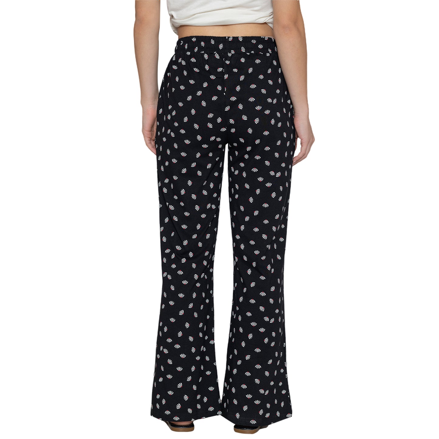 Women Printed Flared Pant -Black