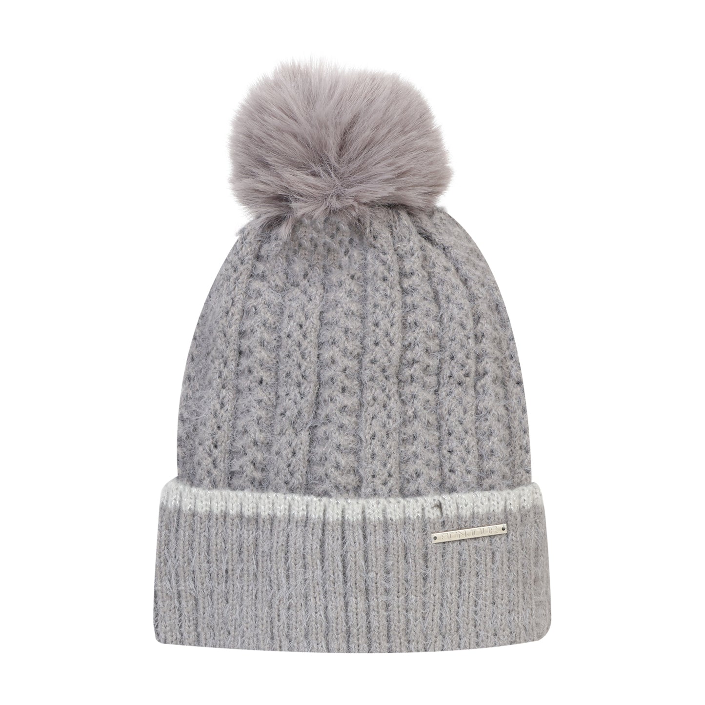 Women & Girls Pom-Pom Knitted Beanie Cap (Lt.Grey)