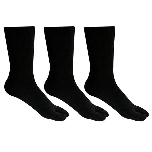 Women's Fine Woolen Thumb Crew Socks - Black (Pack of 3)