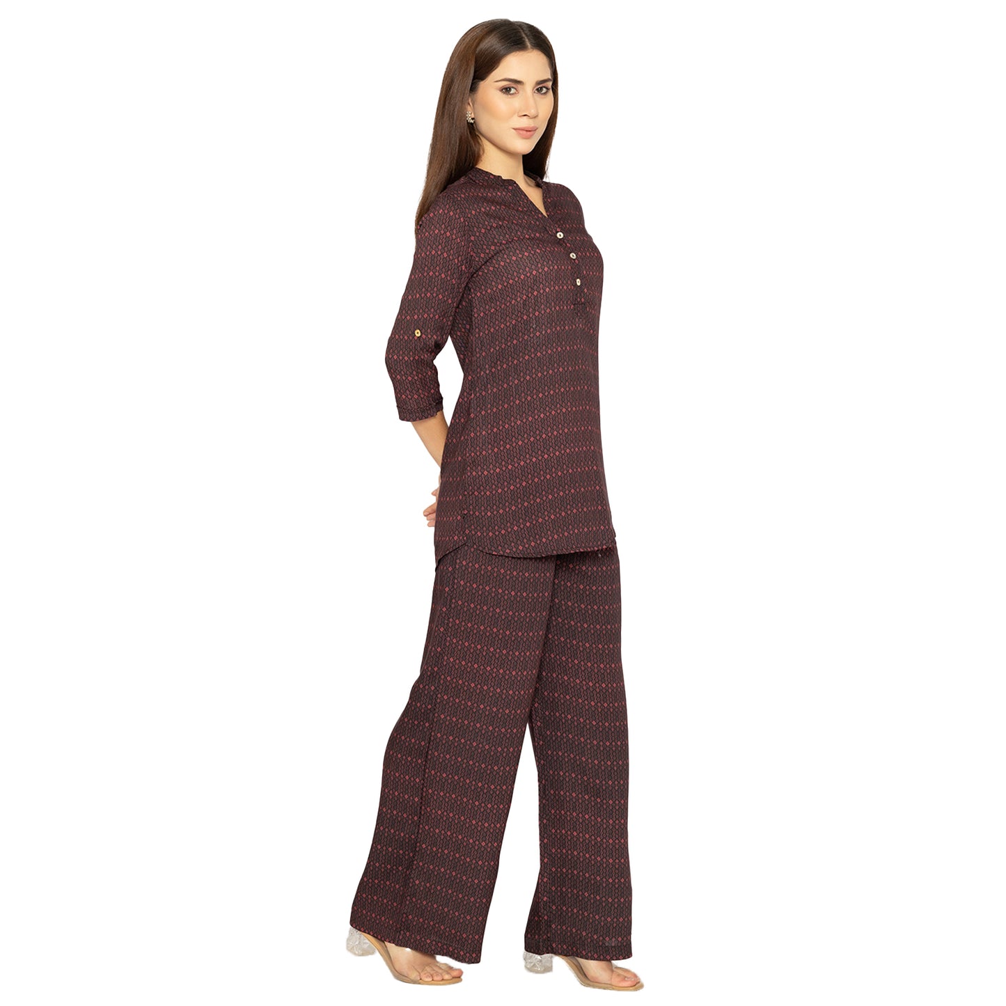 Maroon Printed Palazzo – Daily Ethnic Wear