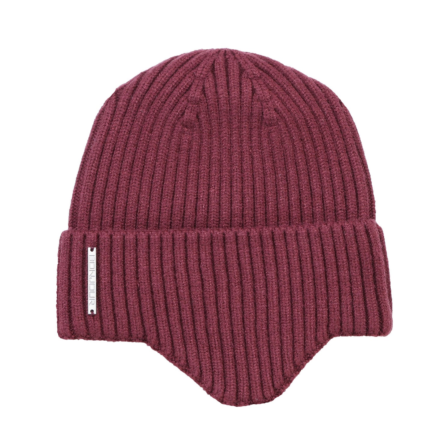 Unisex Ears Protection Woolen Beanie Cap (Wine)