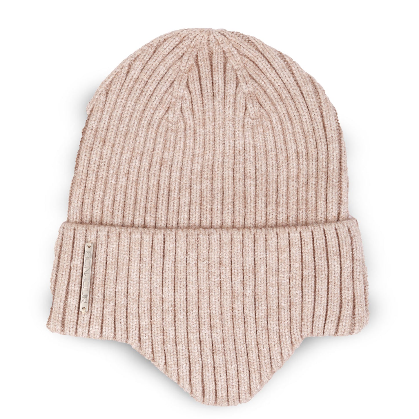 Unisex Ears Protection Woolen Beanie Cap (Beige)