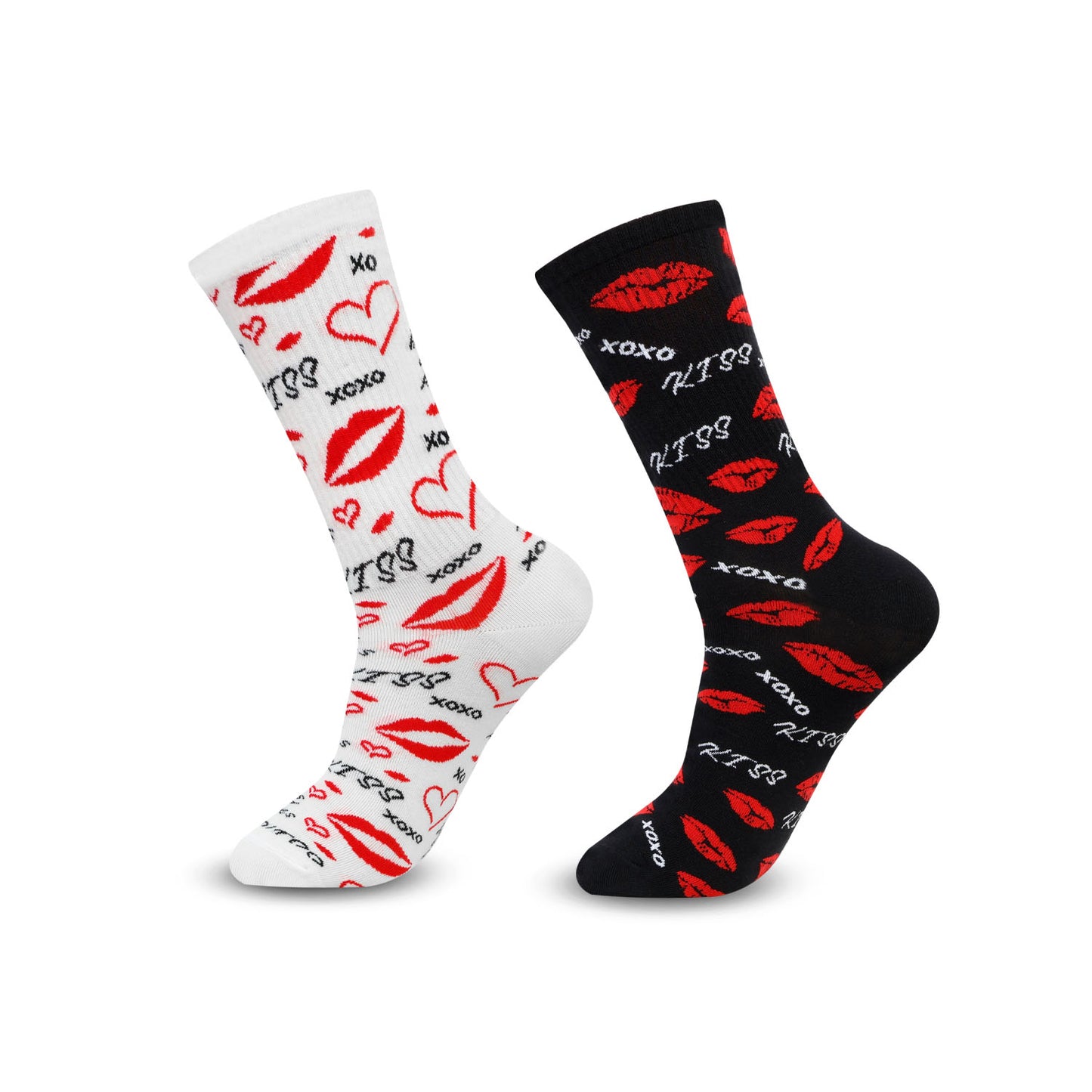 Couple Crew Length Socks White & Black