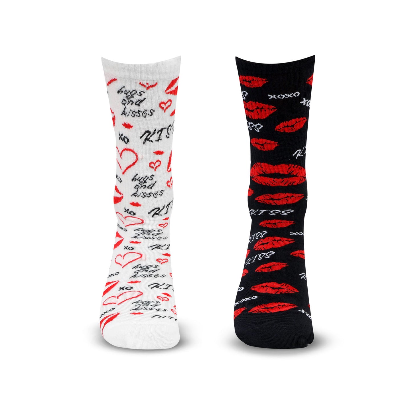 Couple Crew Length Socks White & Black