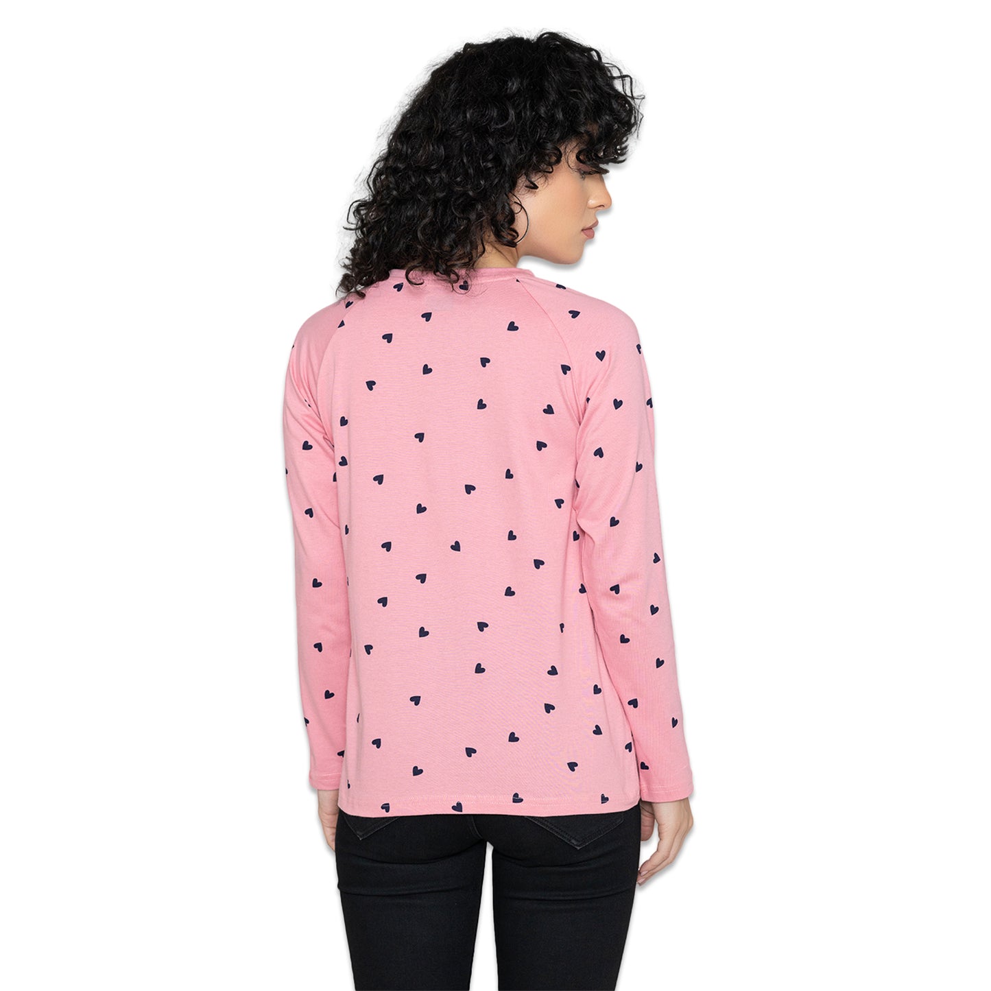 Women's V-Neck Printed Lounge Wear Tee - Pink