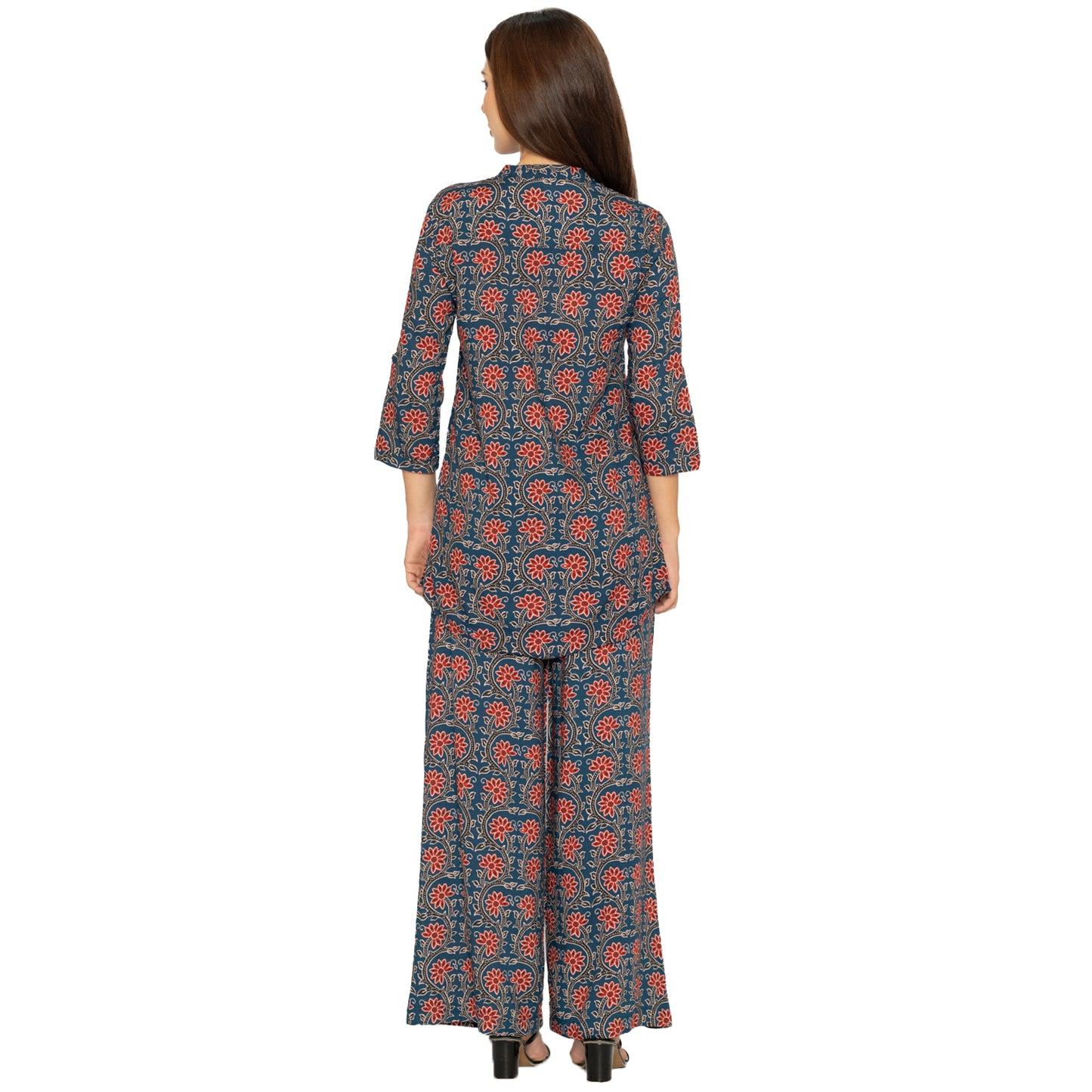 Floral Printed Palazzo – Navy & Red