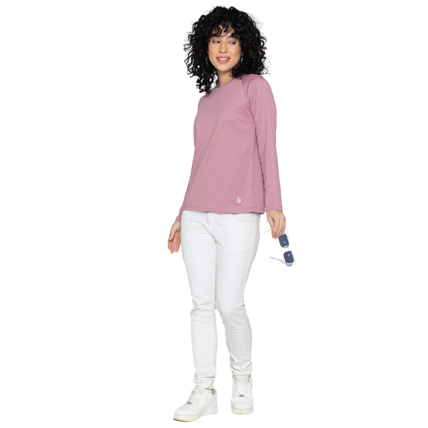 Women Round Neck Lounge Wear Printed Tee- Comfort Fit - Lilac