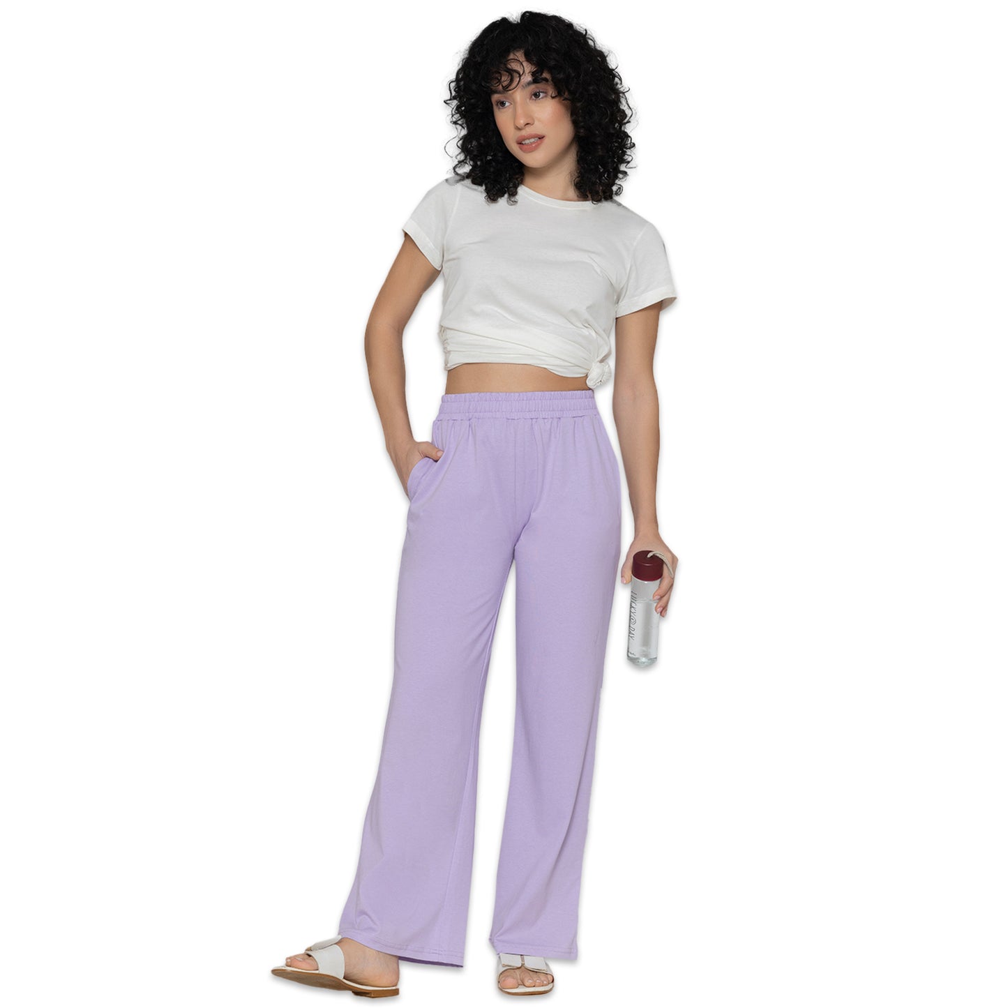 Women Flared Pants - Pastel Lilac