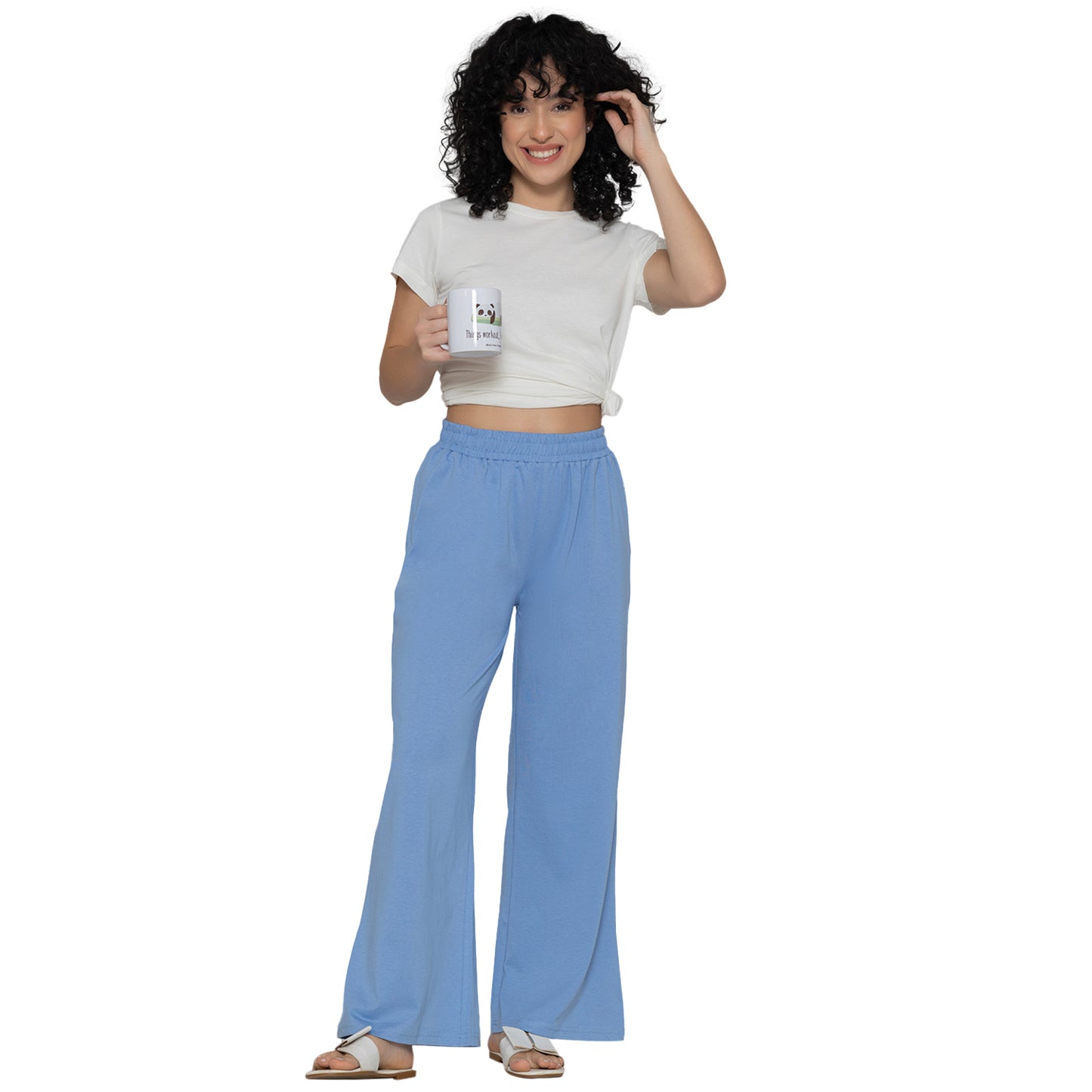 Women Flared Pants - Lt. Navy