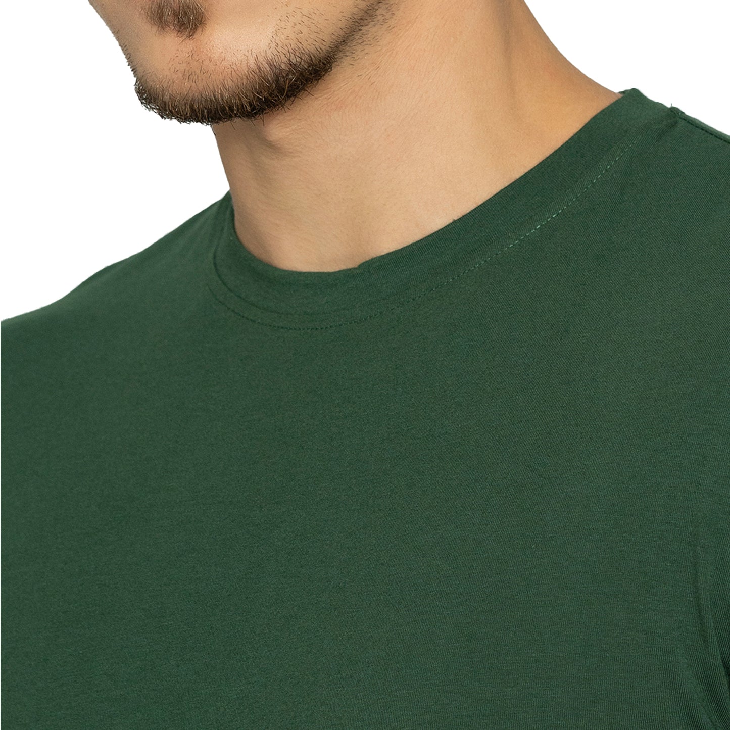 Forest Green Round Neck Half Sleeves T-Shirt for Men