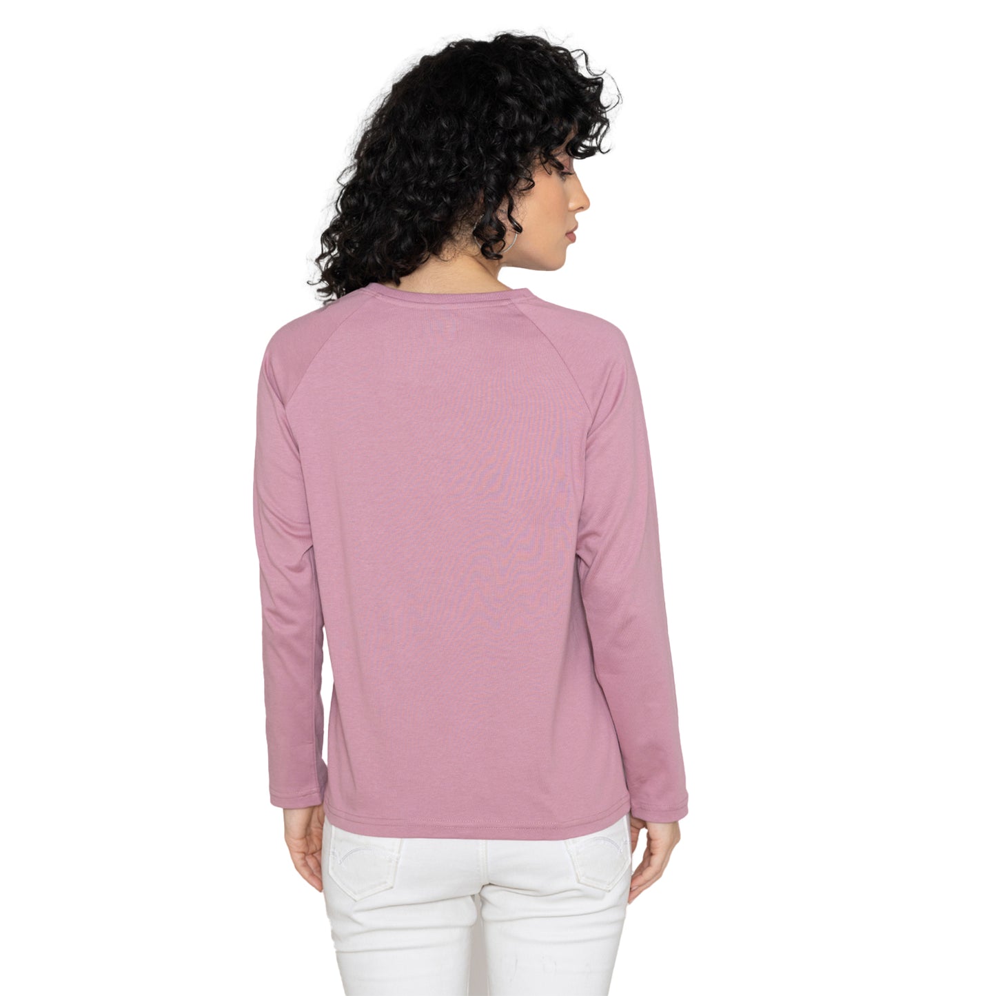 Women Round Neck Lounge Wear Printed Tee- Comfort Fit - Lilac