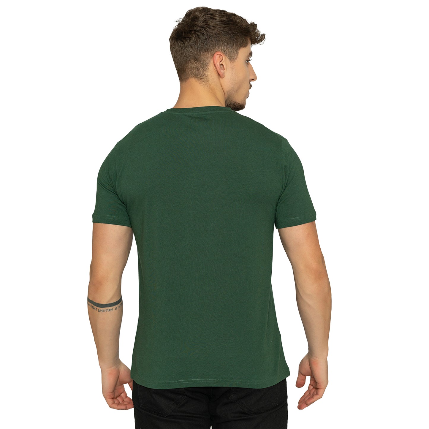 Forest Green Round Neck Half Sleeves T-Shirt for Men
