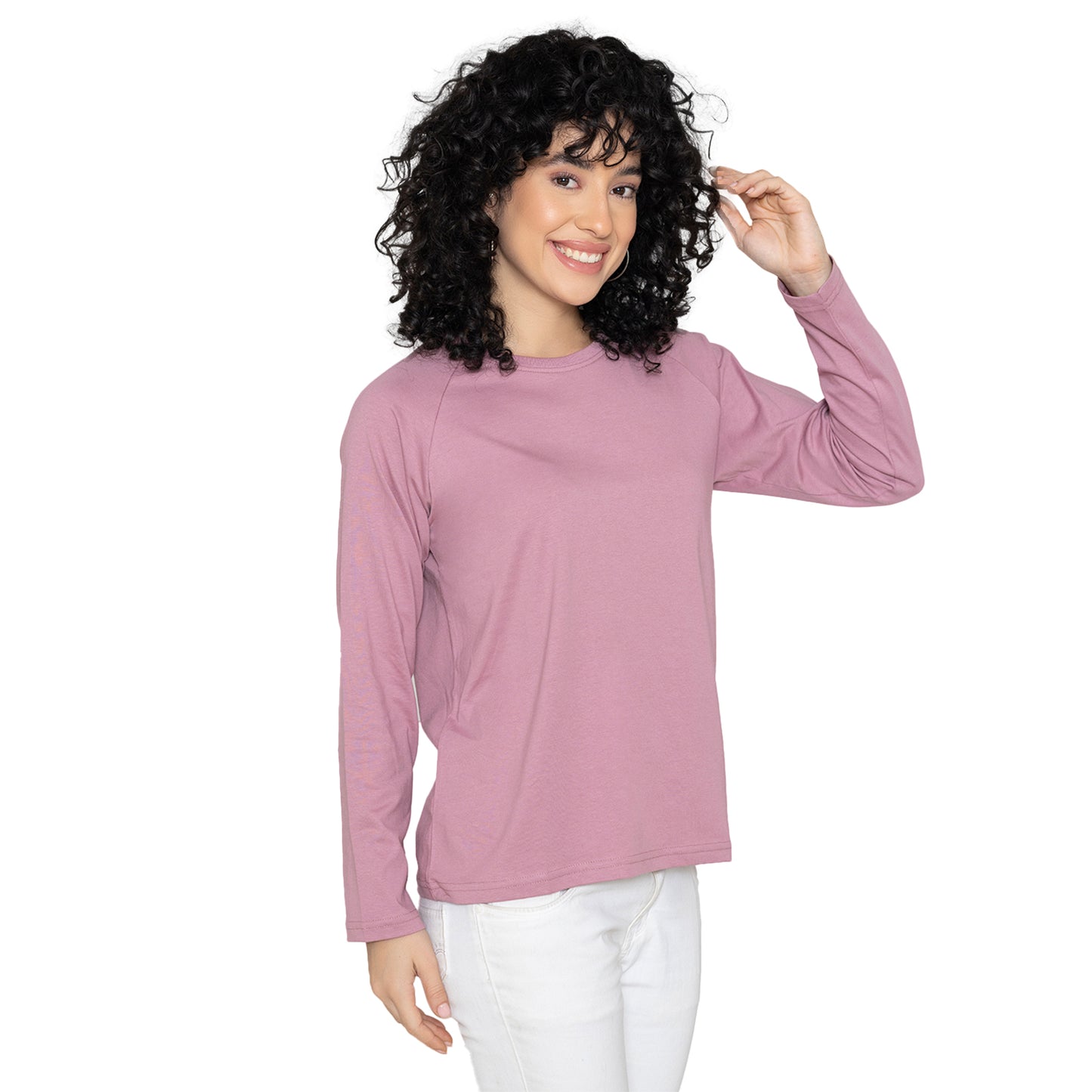 Women Round Neck Lounge Wear Printed Tee- Comfort Fit - Lilac