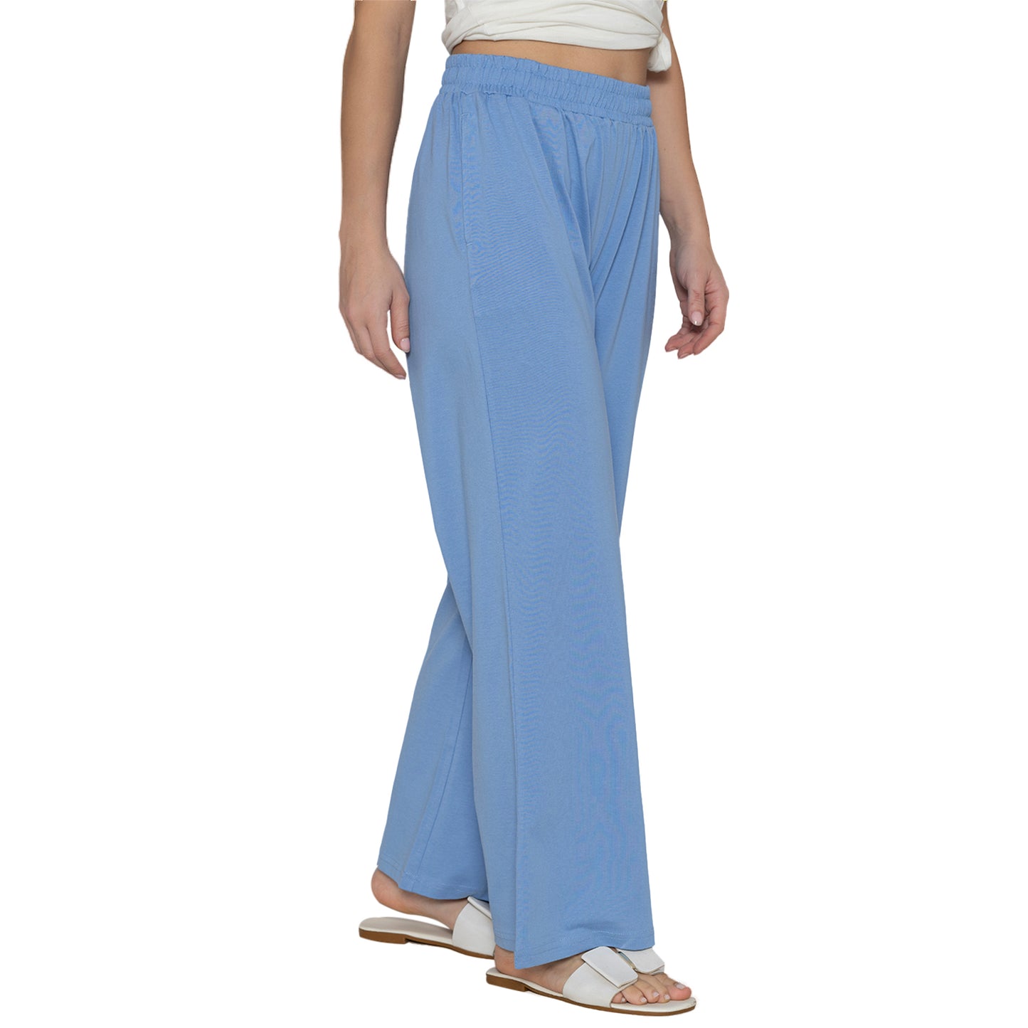 Women Flared Pants - Lt. Navy
