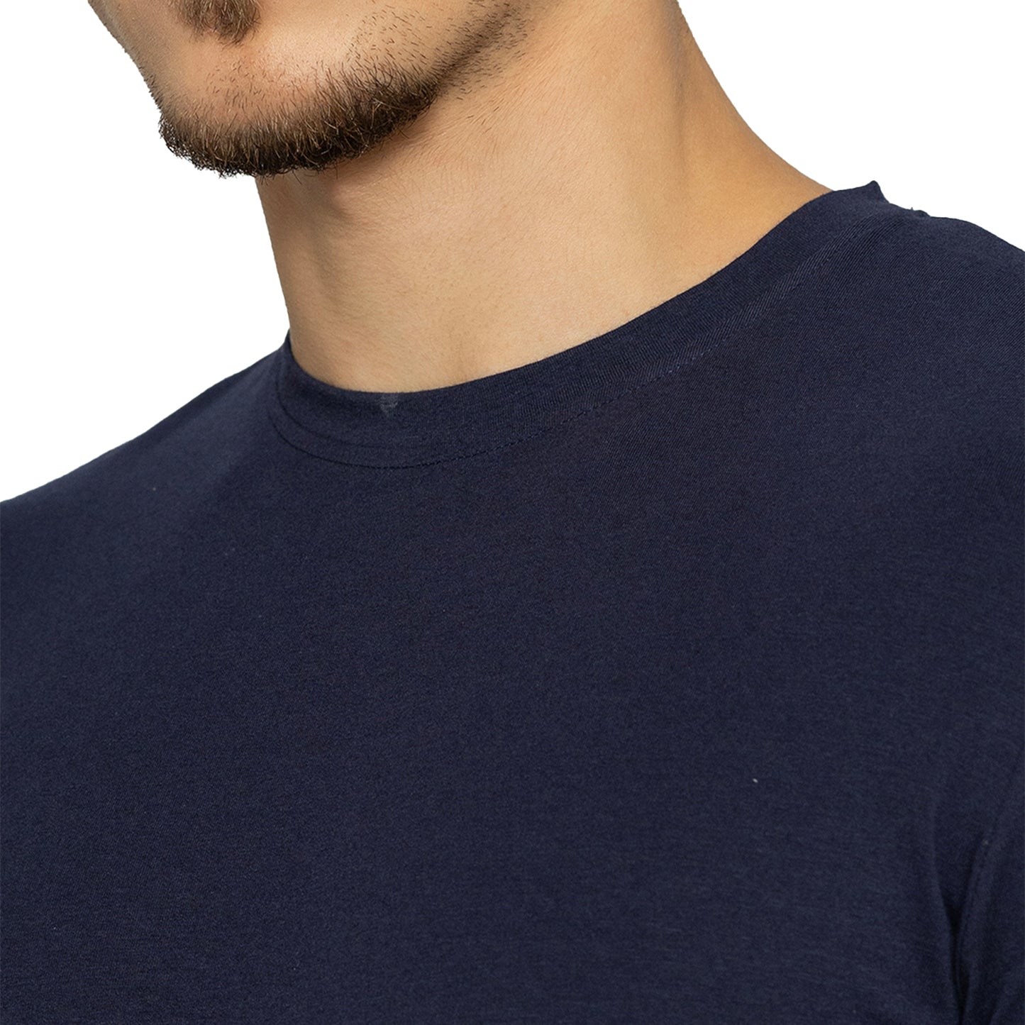 Navy Round Neck Half Sleeves T-Shirt for Men
