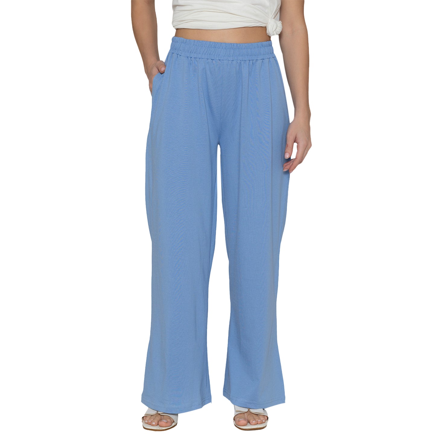 Women Flared Pants - Lt. Navy