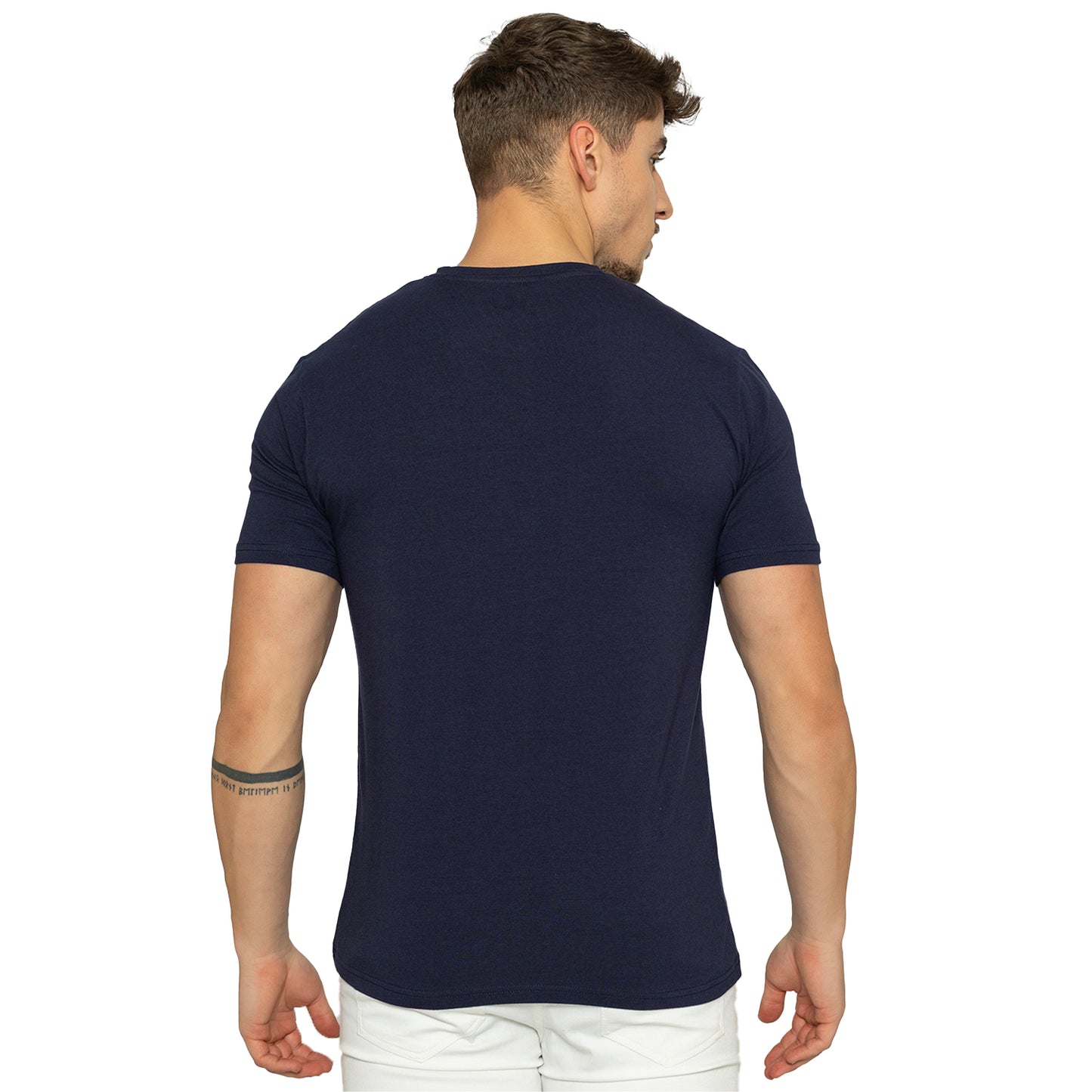 Navy Round Neck Half Sleeves T-Shirt for Men