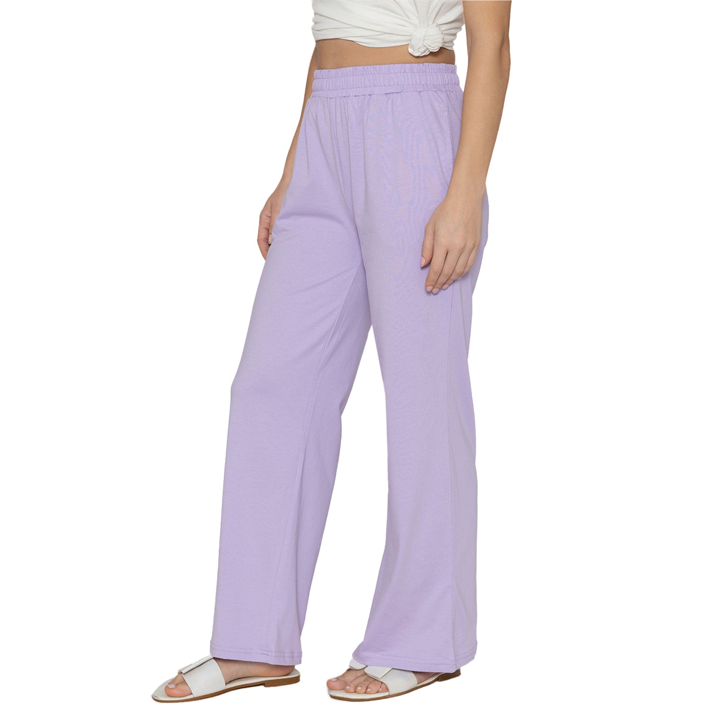 Women Flared Pants - Pastel Lilac