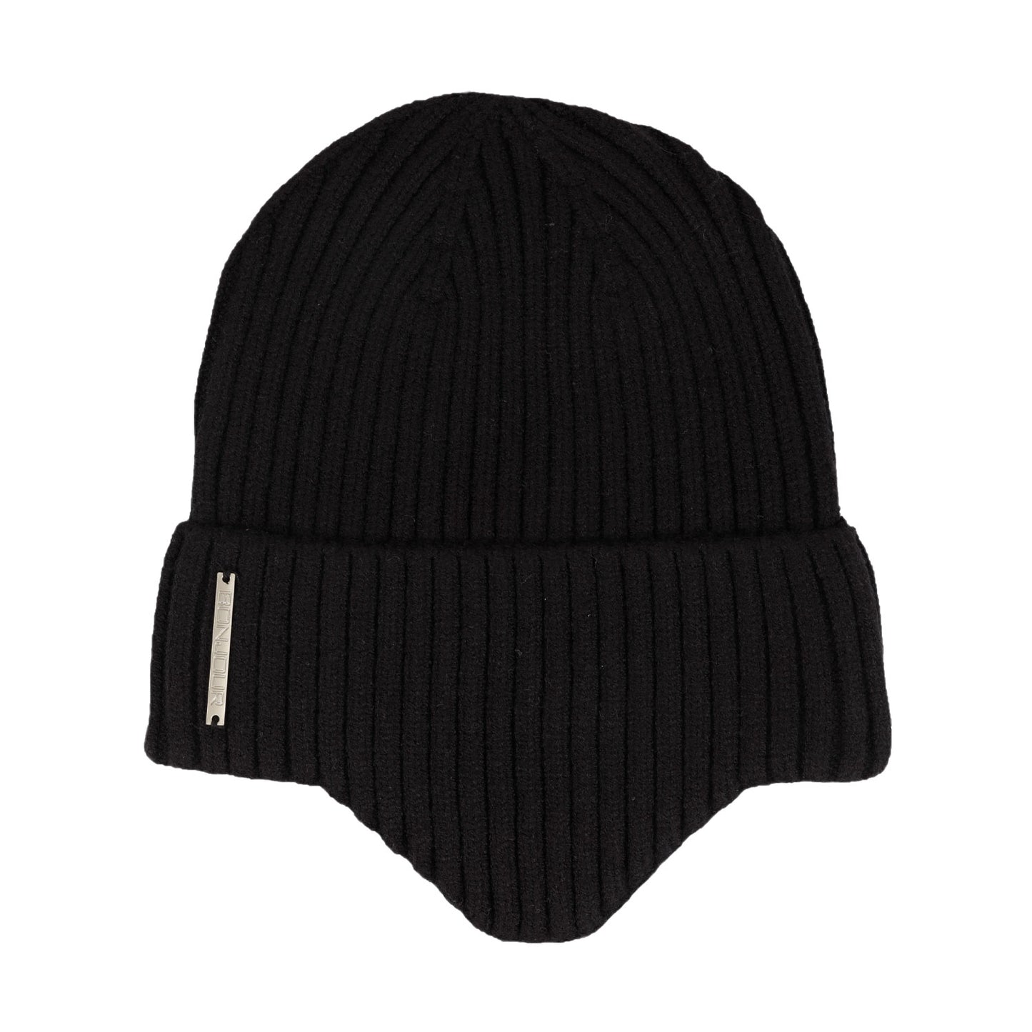 Unisex Ears Protection Woolen Beanie Cap (Black)