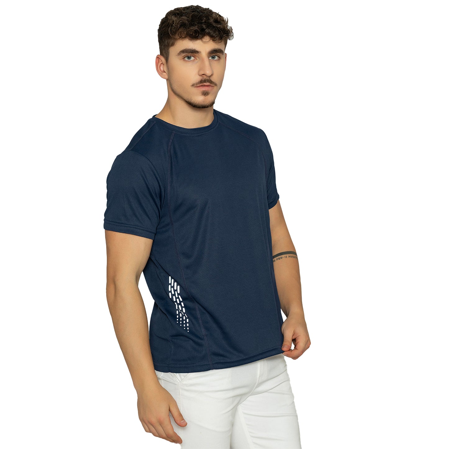 Men Printed Round Neck T-Shirt - Navy