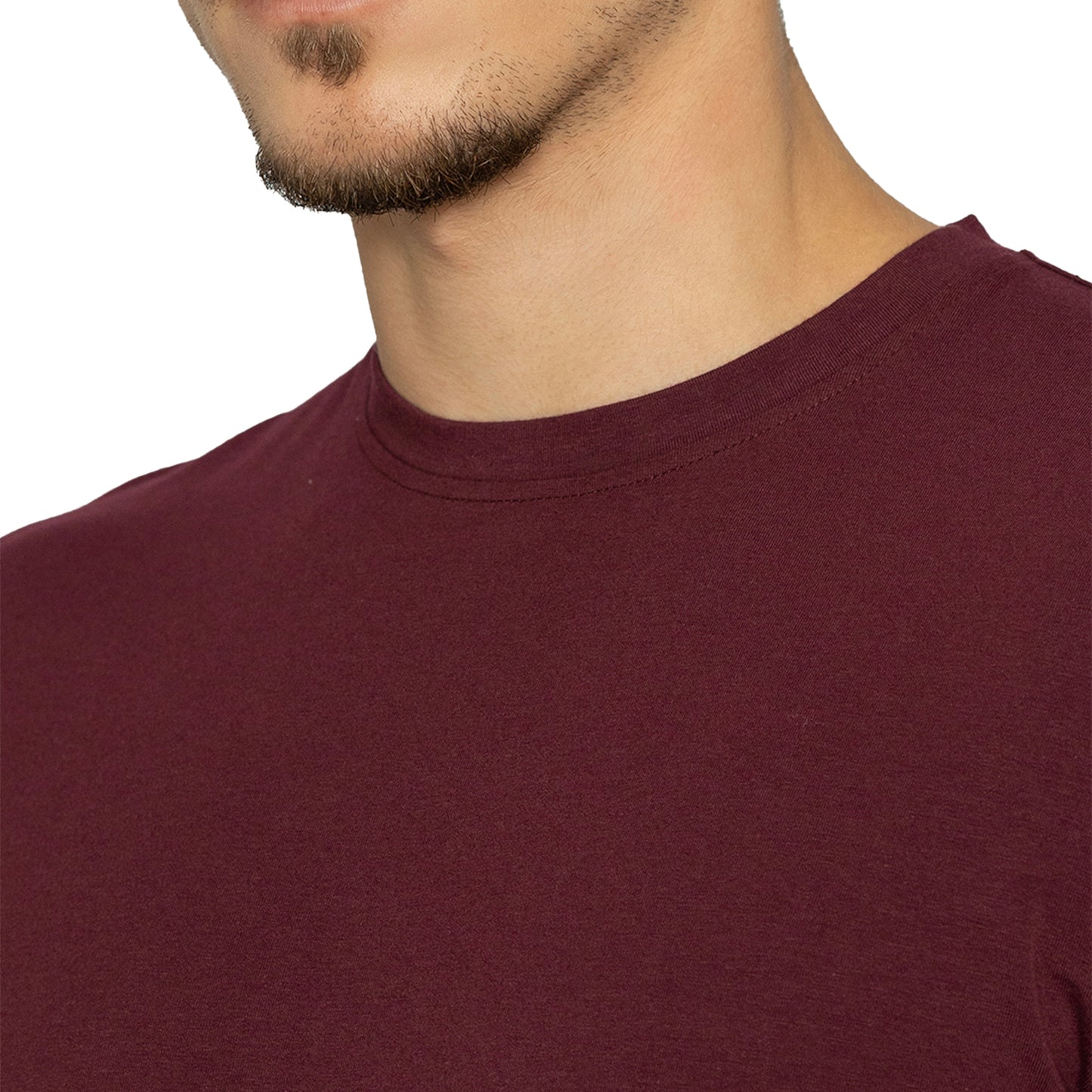 Deep Plum Round Neck Half Sleeves T-Shirt for Men