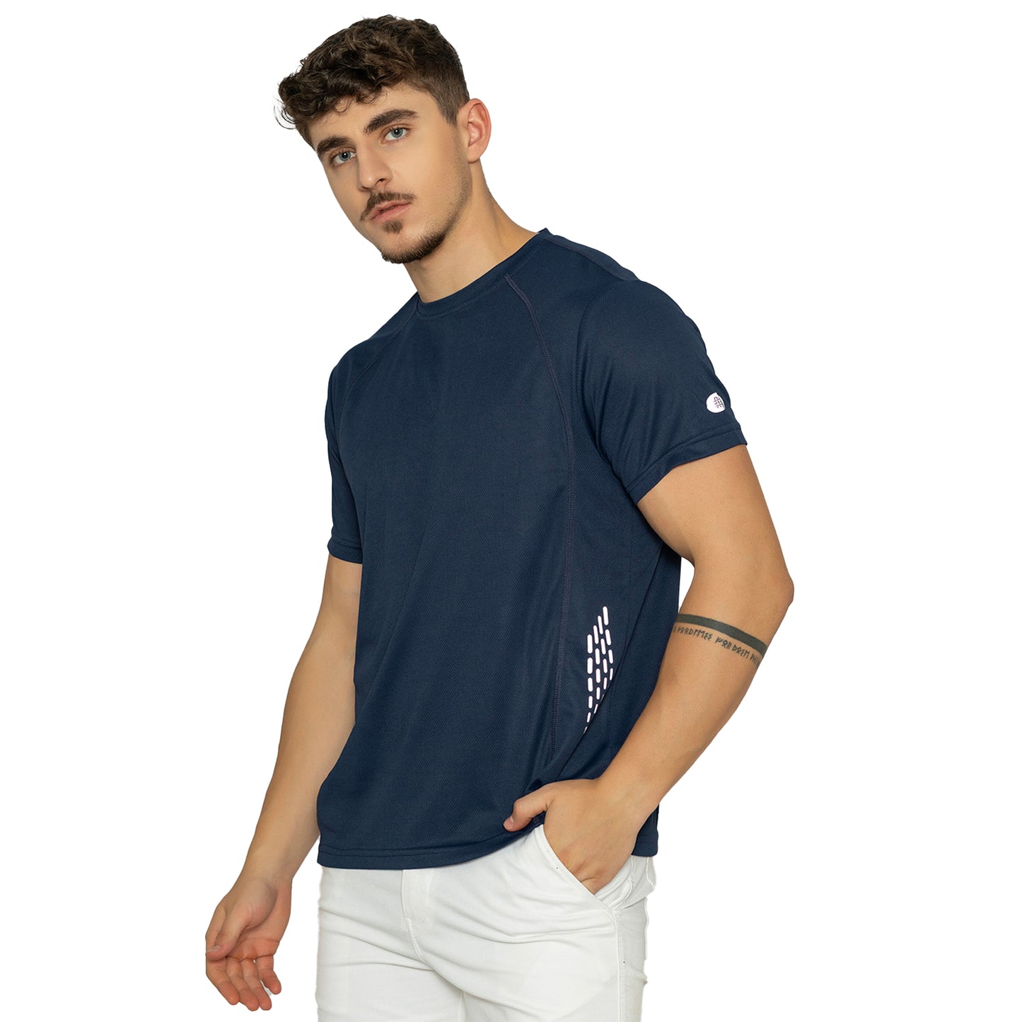 Men Printed Round Neck T-Shirt - Navy