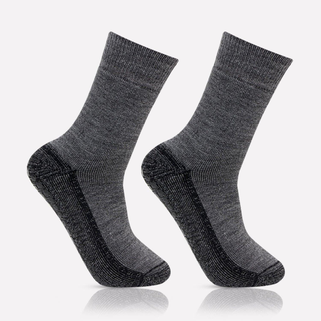Men's Woolen Anthra Color Anti-Skid (Gripper) Indoor Socks - Pack Of 2
