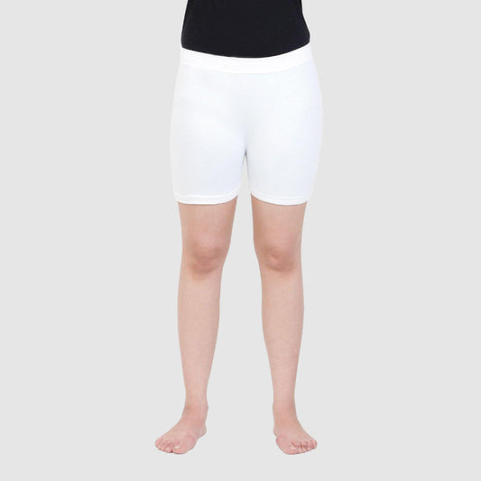 Girls Plain Seamless Under Skirts - White - Bonjour Group