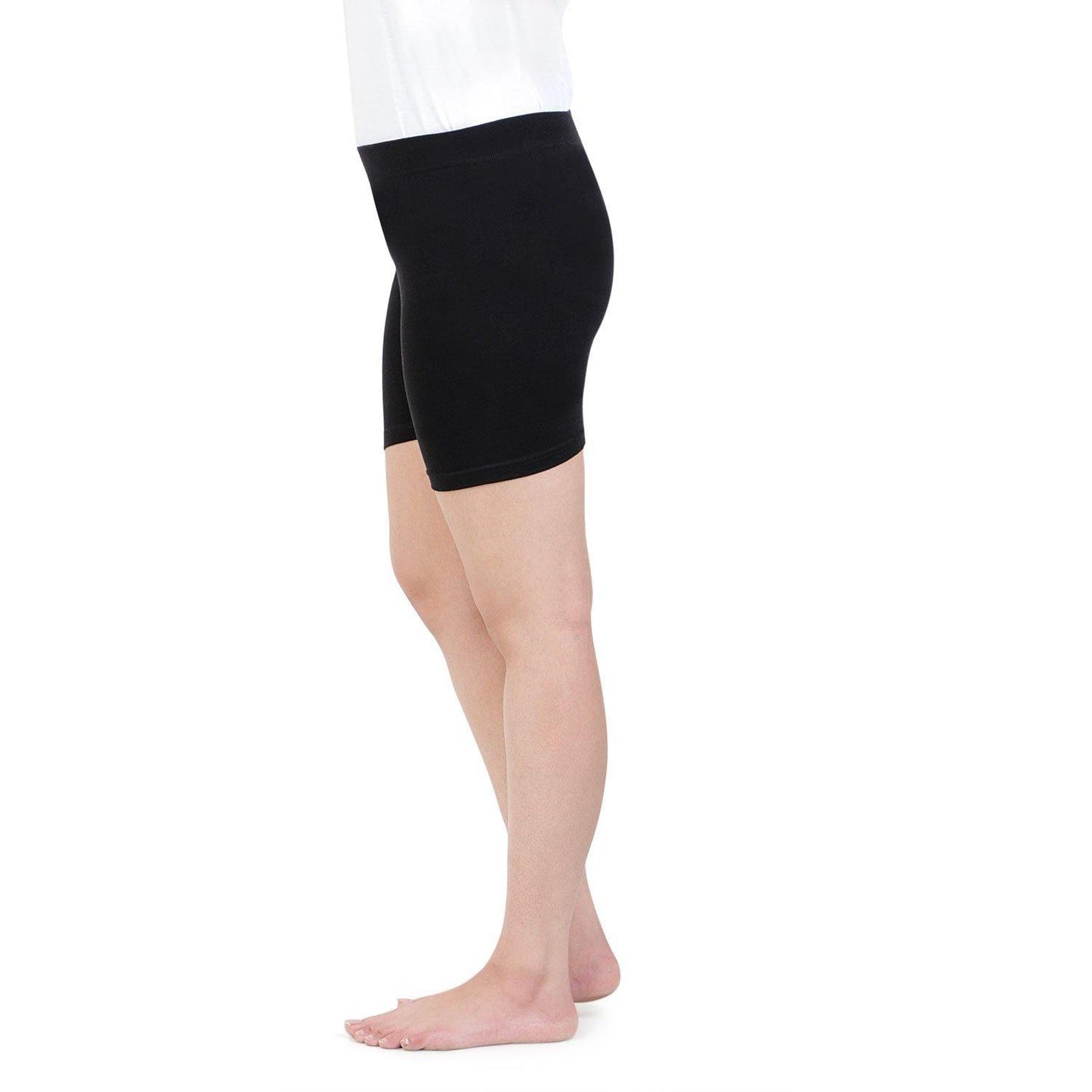 Women Plain Seamless Under Skirts - Black - Bonjour Group