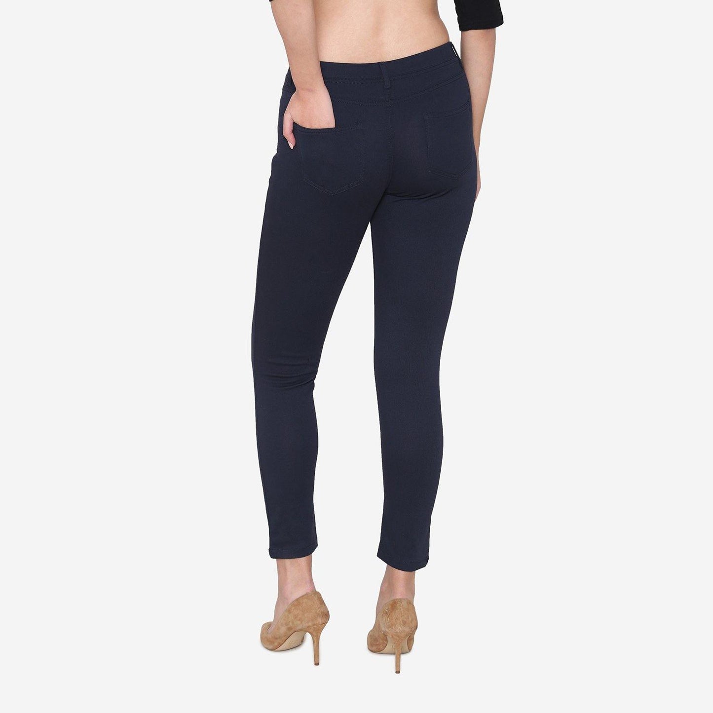 Vami Women's Cotton Stretchable Jeggings - Navy - Bonjour Group