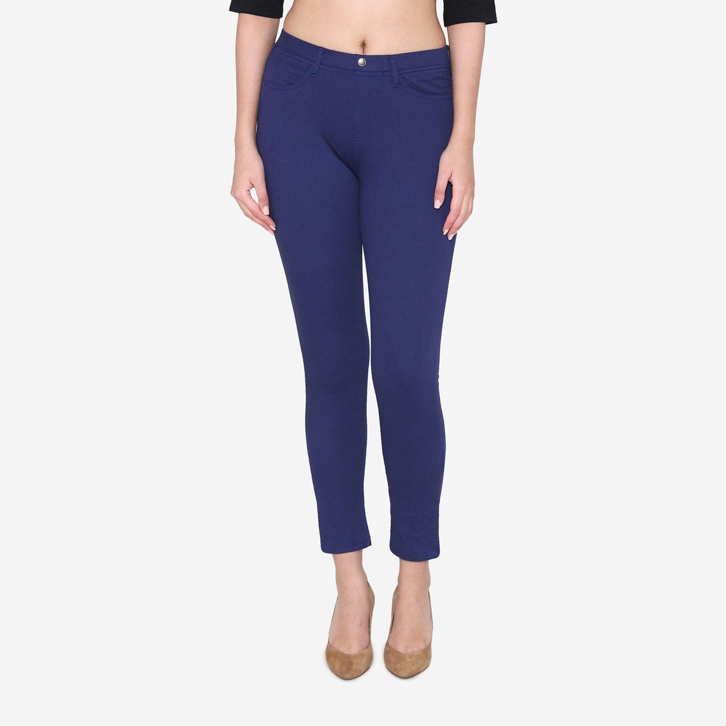 Vami Women's Cotton Stretchable Jeggings - Ink Blue - Bonjour Group