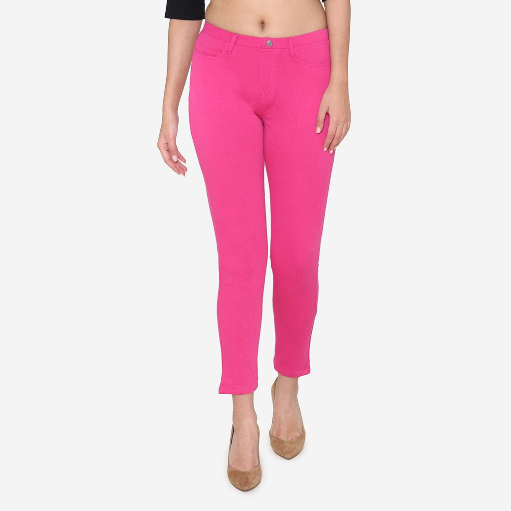 Vami Women's  Cotton Stretchable Jeggings - Magic Pink - Bonjour Group