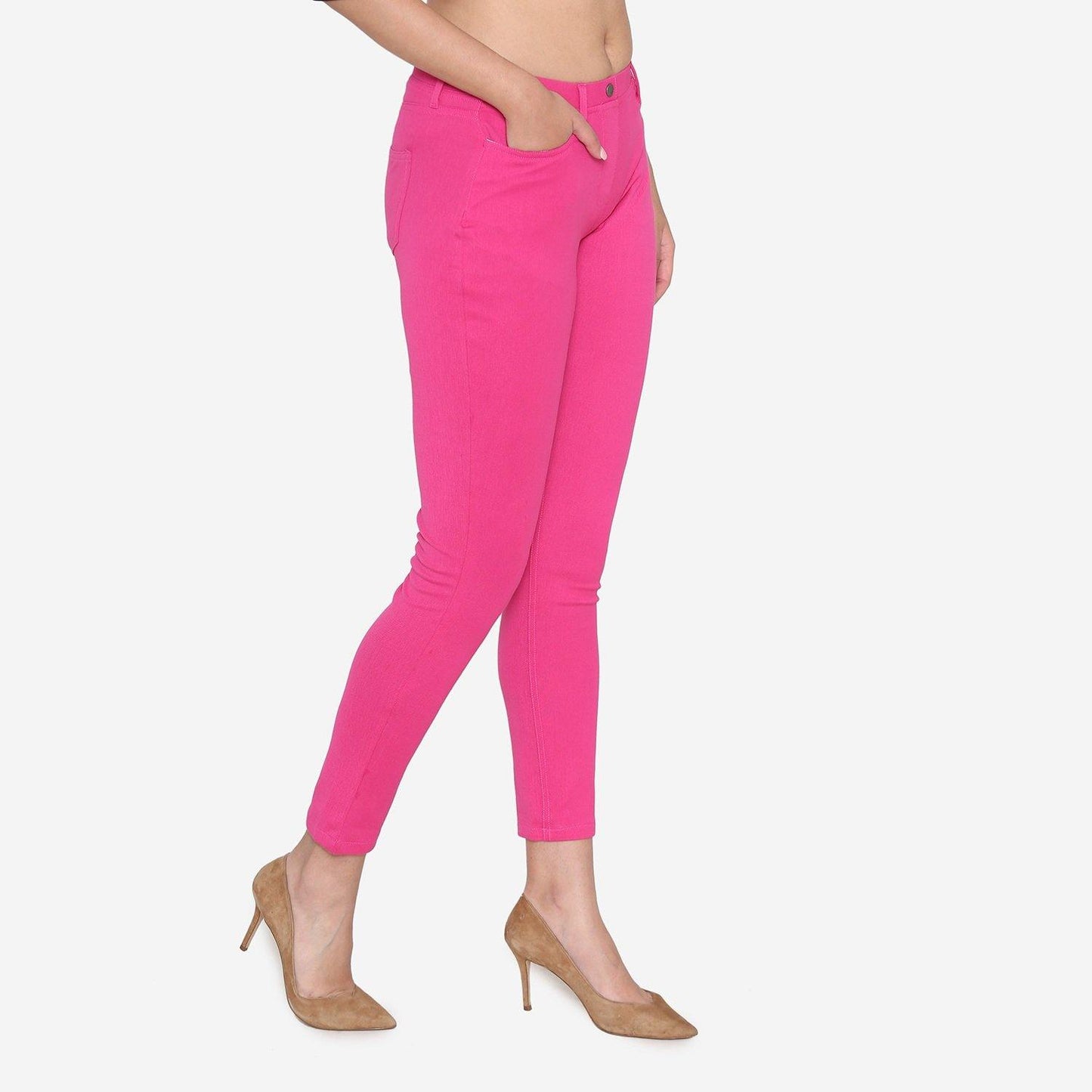 Vami Women's Cotton Stretchable Jeggings - Magic Pink - Bonjour Group